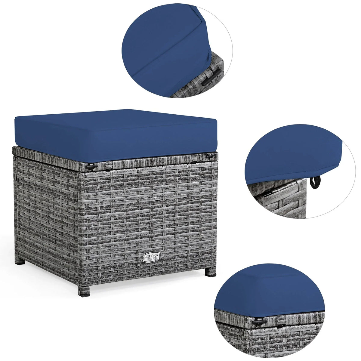 Ensemble de salle à manger 7 pièces en rotin pour terrasse, canapé sectionnel et pouf - Voir détails – Sanzelize Design