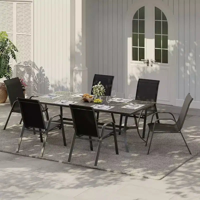 Chaises de jardin, Lot de 4/6 chaises de salle à manger empilables d'extérieur en textilène léger résistant aux – Sanzelize Design