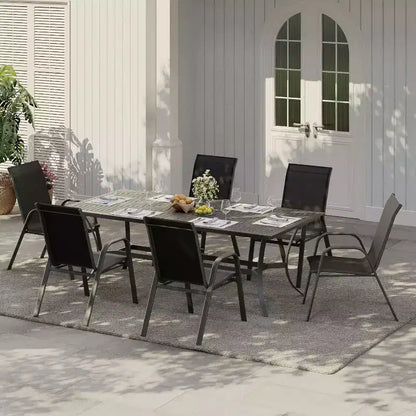Chaises de jardin, Lot de 4/6 chaises de salle à manger empilables d'extérieur en textilène léger résistant aux – Sanzelize Design