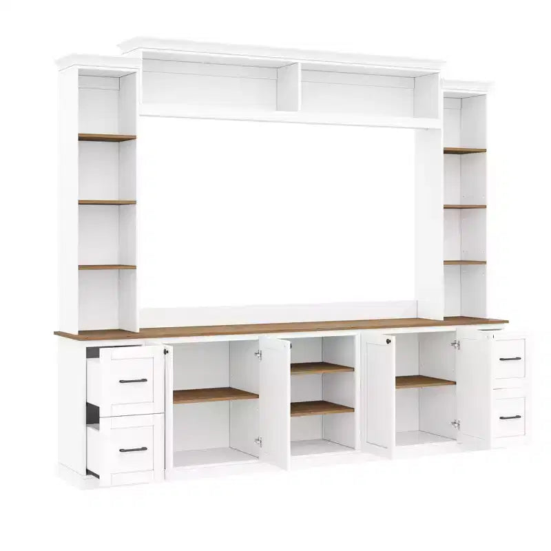Meuble TV mural 4-en-1 de style campagnard, convient aux téléviseurs jusqu'à 178 cm – Sanzelize Design