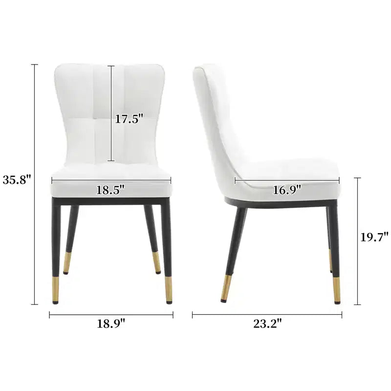Lot de 6 chaises de salle à manger, modernes, rembourrées, en similicuir, avec haut dossier, pieds en métal – Sanzelize Design