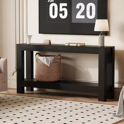 Table console d'entrée 160 cm avec 2 tiroirs, Table de canapé étroite en bois pour salon, couloir ou hall d'entrée – Sanzelize Design