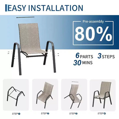 Chaises de jardin, Lot de 4/6 chaises de salle à manger empilables d'extérieur en textilène léger résistant aux – Sanzelize Design