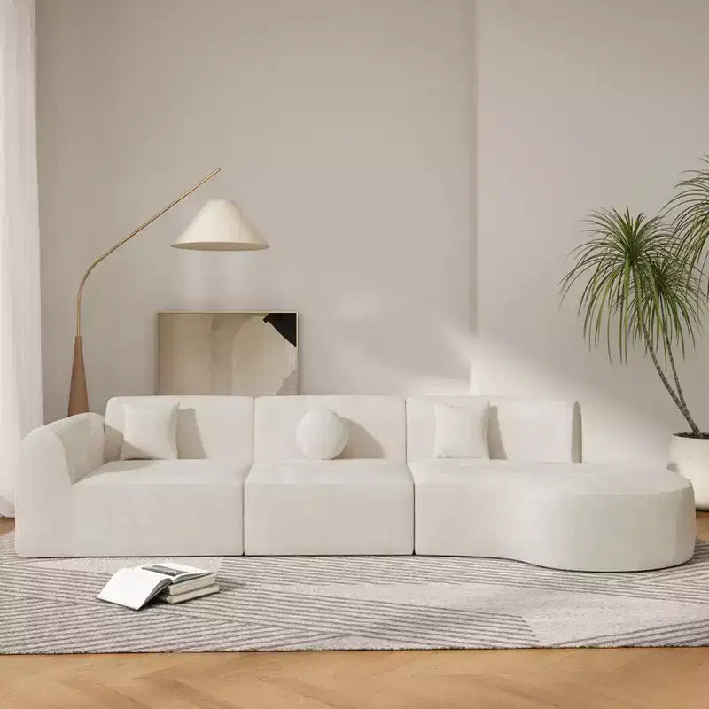 Canapé d'angle moderne incurvé de 355 cm avec méridienne, ensemble 3 pièces, pour salon – Sanzelize Design