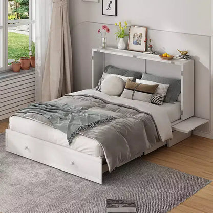 Lit escamotable Murphy 152 x 203 cm, lit coffre Cube avec station de charge et espace de rangement – Sanzelize Design