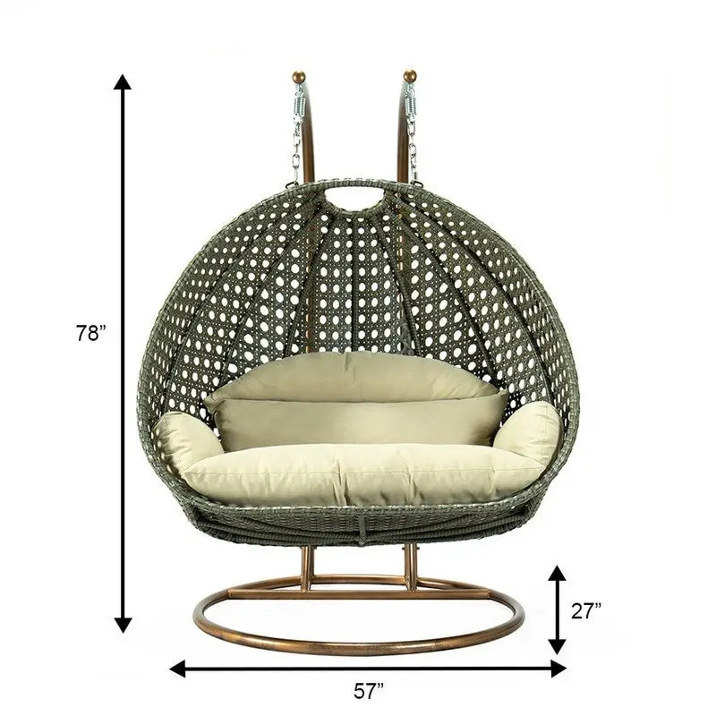 Fauteuil suspendu œuf 2 places avec support - Balançoire / hamac de jardin en rotin osier pour extérieur/intérieur avec – Sanzelize Design