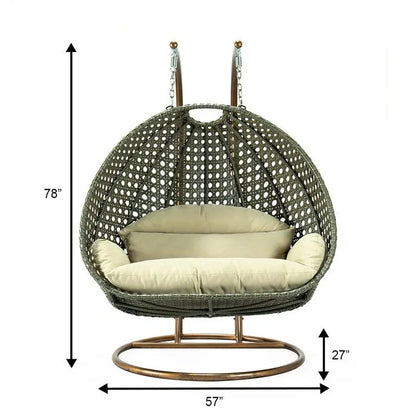 Fauteuil suspendu œuf 2 places avec support - Balançoire / hamac de jardin en rotin osier pour extérieur/intérieur avec – Sanzelize Design