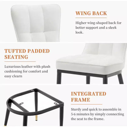 Lot de 6 chaises de salle à manger, modernes, rembourrées, en similicuir, avec haut dossier, pieds en métal – Sanzelize Design