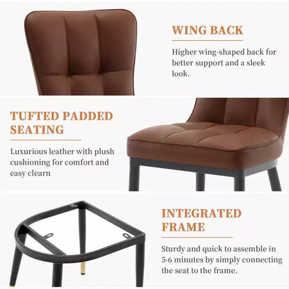 Lot de 6 chaises de salle à manger, modernes, rembourrées, en similicuir, avec haut dossier, pieds en métal – Sanzelize Design
