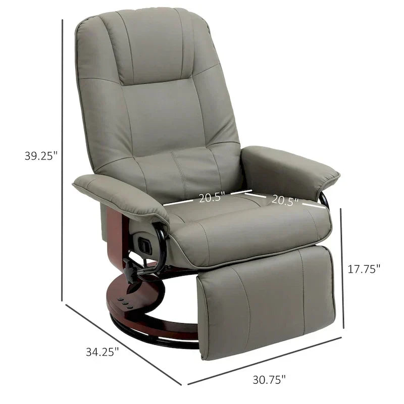 Fauteuil inclinable manuel pivotant en similicuir avec repose-pieds confortable et relaxant – Sanzelize Design