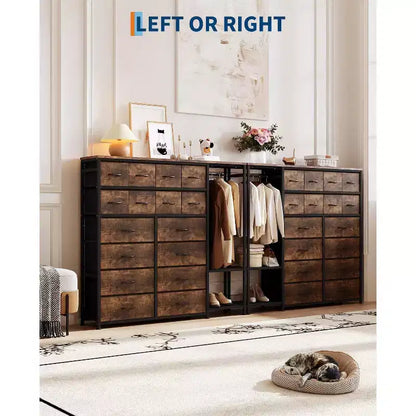 Commode de rangement avec 16 tiroirs, tringle à vêtements et étagères – Sanzelize Design