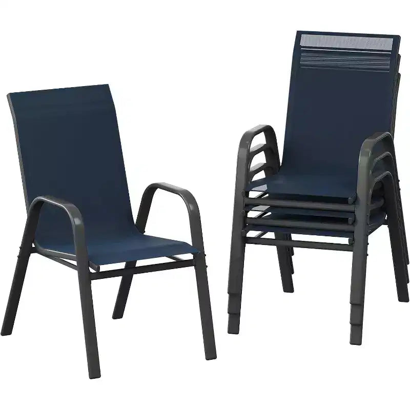 Chaises de jardin, Lot de 4/6 chaises de salle à manger empilables d'extérieur en textilène léger résistant aux – Sanzelize Design