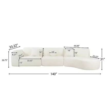 Canapé d'angle moderne incurvé de 355 cm avec méridienne, ensemble 3 pièces, pour salon – Sanzelize Design