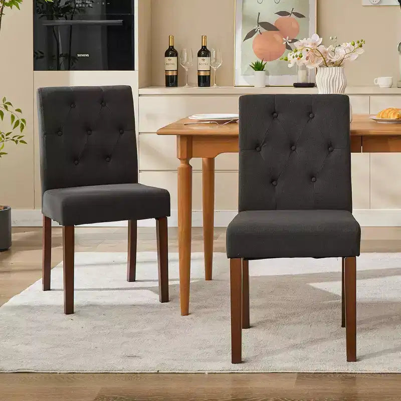 Lot de 6 / 4 chaises de salle à manger Parsons capitonnées - Chaises de cuisine en tissu rembourrées avec pieds en bois – Sanzelize Design