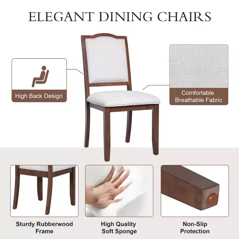 Lot de 4 chaises de salle à manger de style ferme avec dossier haut et assise rembourrée – Sanzelize Design