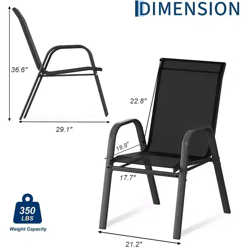 Chaises de jardin, Lot de 4/6 chaises de salle à manger empilables d'extérieur en textilène léger résistant aux – Sanzelize Design