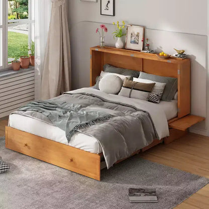 Lit escamotable Murphy 152 x 203 cm, lit coffre Cube avec station de charge et espace de rangement – Sanzelize Design