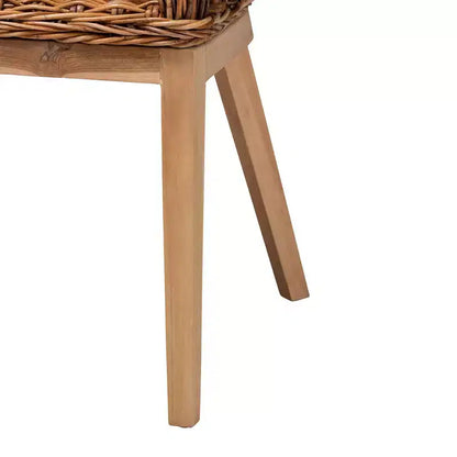 Mario Ensemble de 2 chaises de salle à manger modernes de style bohème en teck et rotin, finition marron naturel – Sanzelize Design