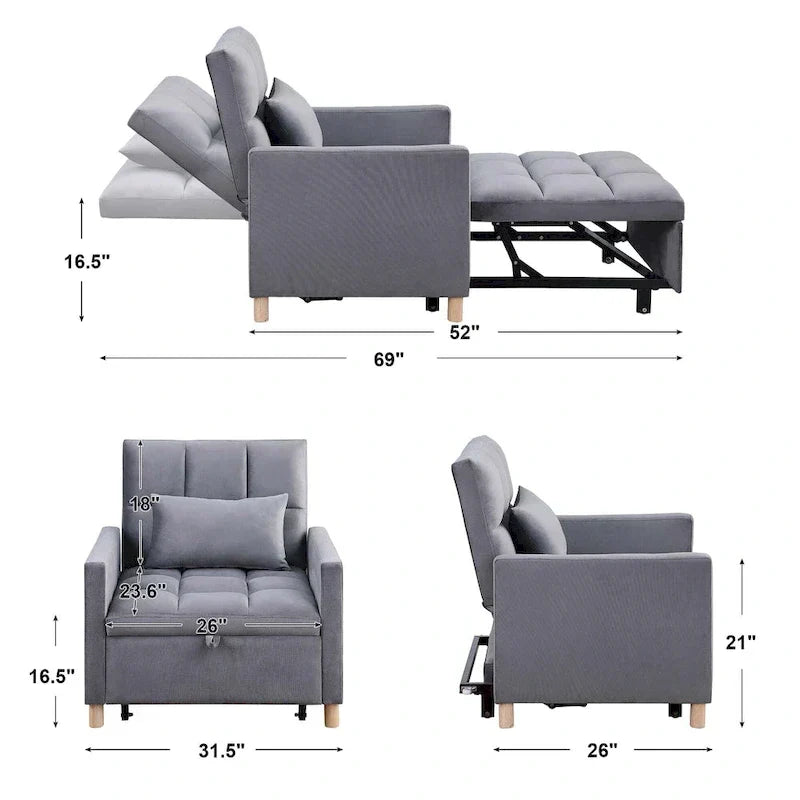 Canapé-Lit Convertible une Place avec Oreiller – Sanzelize Design