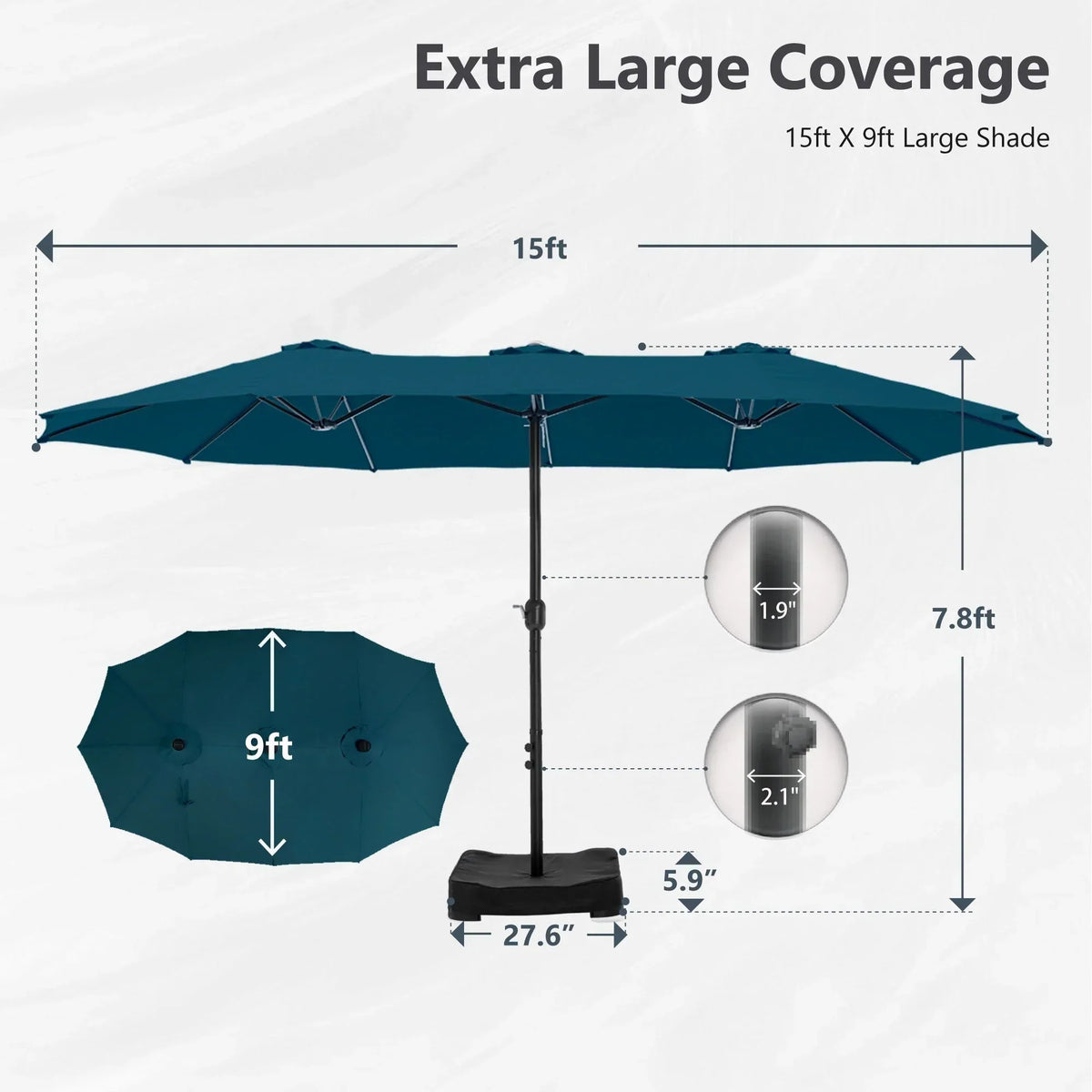 Grand Parasol Double Face de 4,5 m avec Base Incluse pour terrasse – Sanzelize Design