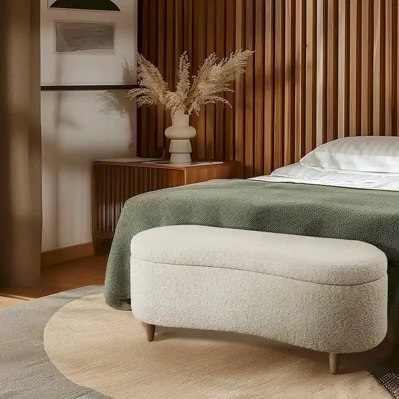 Banc de rangement rabattable Bailey Taupe Boucle – Sanzelize Design