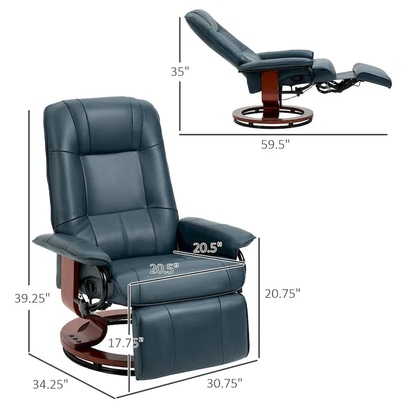 Fauteuil inclinable manuel pivotant en similicuir avec repose-pieds confortable et relaxant – Sanzelize Design
