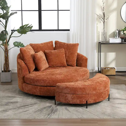 Fauteuil Moderne Rond Avec 5 Coussins Et Pouf Optionnel – Sanzelize Design