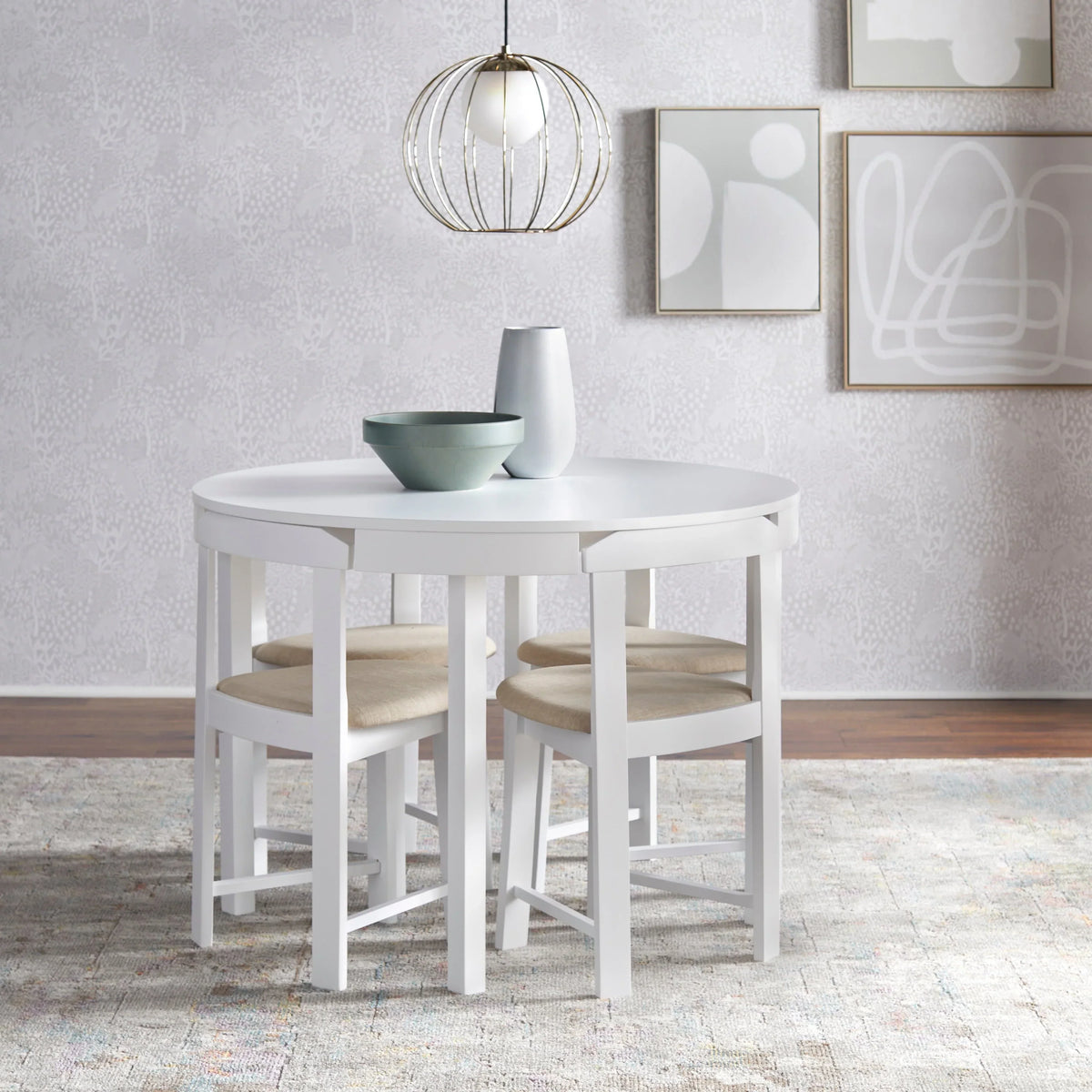 Ensemble de salle à manger rond compact 5 pièces – Sanzelize Design