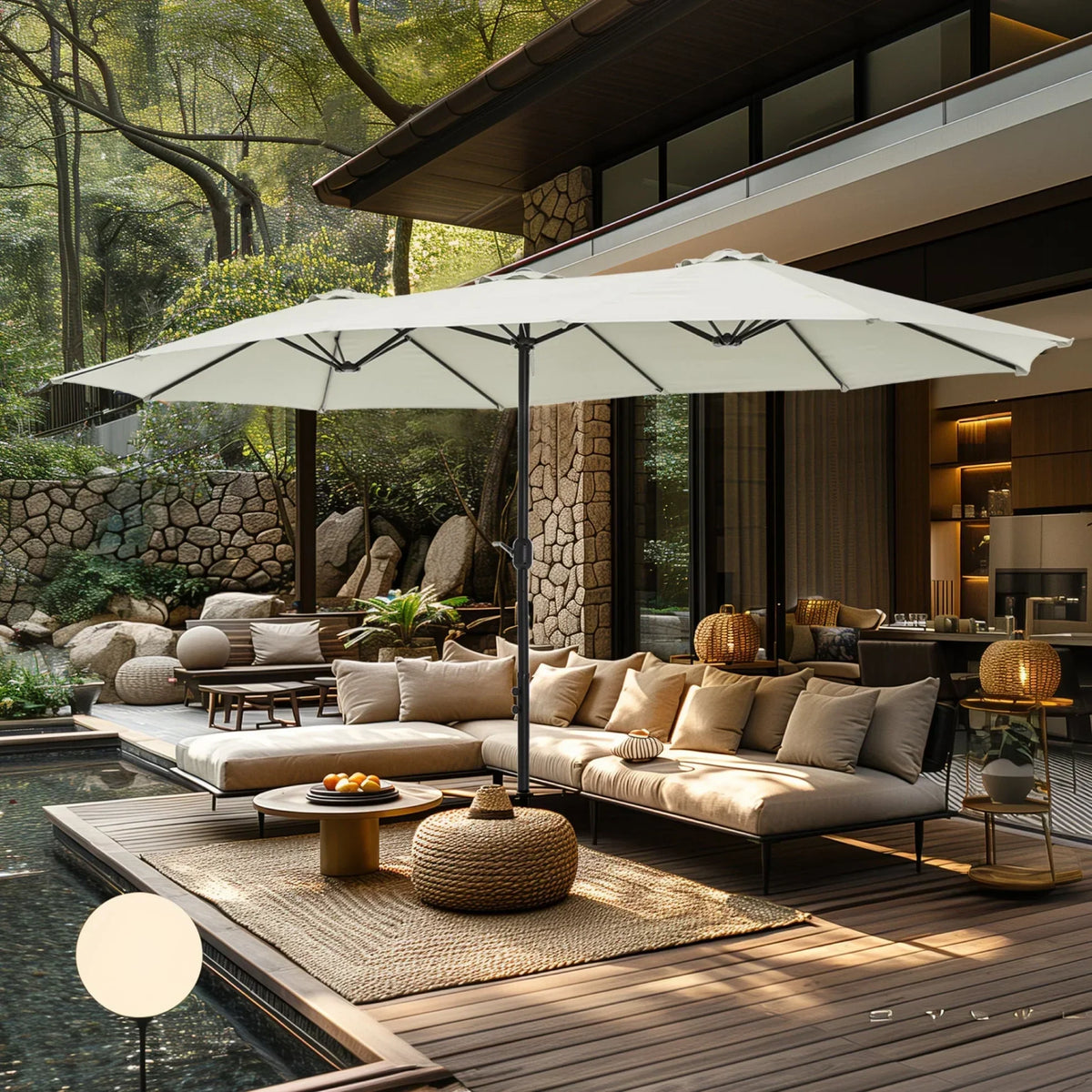 Grand Parasol Double Face de 4,5 m avec Base Incluse pour terrasse – Sanzelize Design