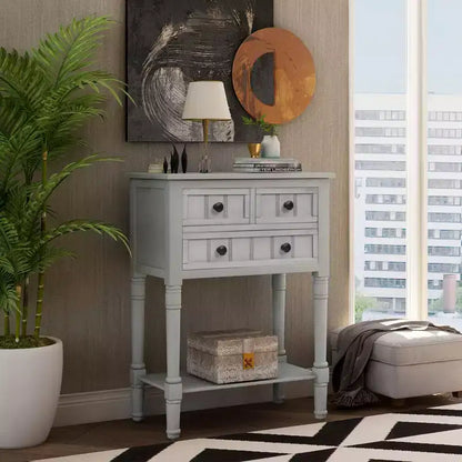 Console étroite de 60 cm avec 3 tiroirs et étagère, table d'appoint pour petite entrée ou salon – Sanzelize Design