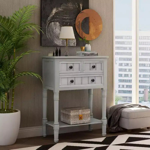 Console étroite de 60 cm avec 3 tiroirs et étagère, table d'appoint pour petite entrée ou salon – Sanzelize Design