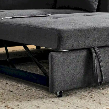 Canapé-lit gigogne 137 cm, canapé-lit inclinable 2 places avec rangement, oreiller lombaire, prise USB – Sanzelize Design