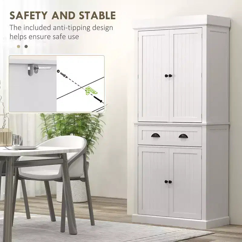 Garde-manger de cuisine de 180 cm avec lumières DEL, 6 tablettes de porte, un tiroir et 4 tablettes réglables – Sanzelize Design
