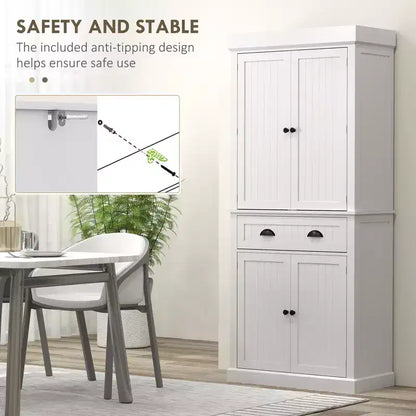 Garde-manger de cuisine de 180 cm avec lumières DEL, 6 tablettes de porte, un tiroir et 4 tablettes réglables – Sanzelize Design
