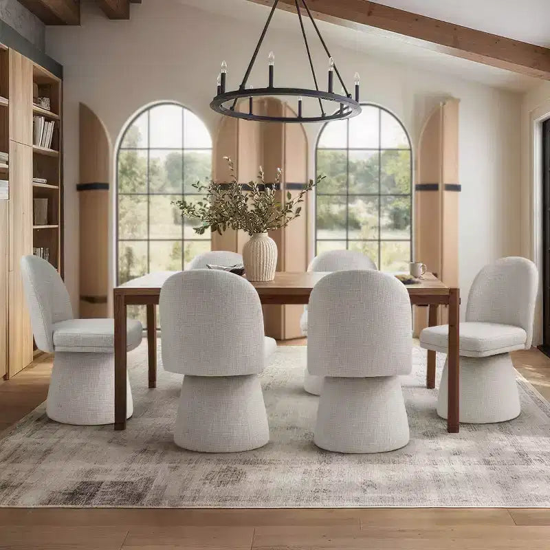 Lot de 6 chaises de salle à manger modernes sans accoudoirs, pivotantes à 360°, avec piétement tulipe – Sanzelize Design