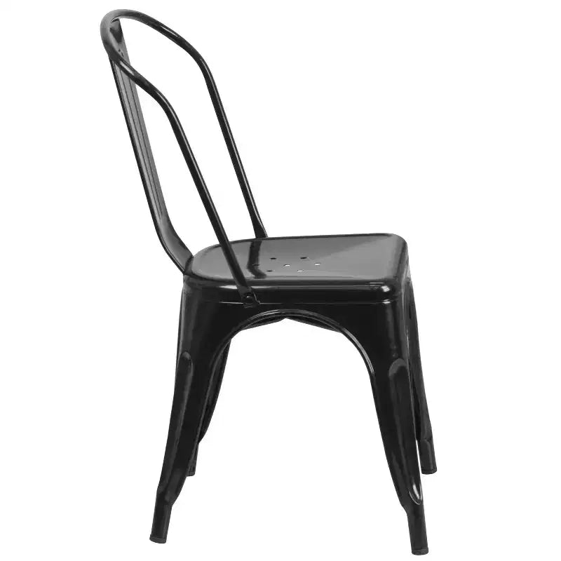 Ensemble table carrée métallique 80 cm qualité commerciale avec 4 chaises empilables pour intérieur/extérieur – Sanzelize Design