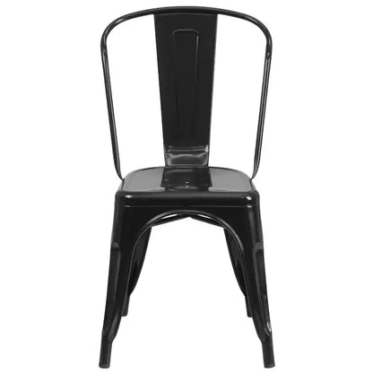 Ensemble table carrée métallique 80 cm qualité commerciale avec 4 chaises empilables pour intérieur/extérieur – Sanzelize Design