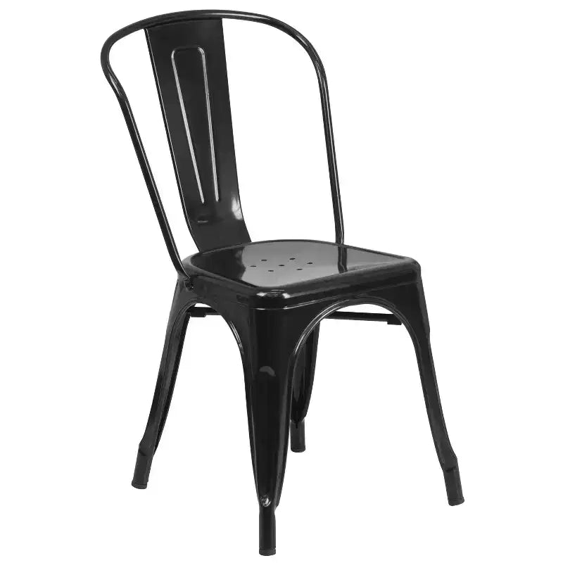 Ensemble table carrée métallique 80 cm qualité commerciale avec 4 chaises empilables pour intérieur/extérieur – Sanzelize Design