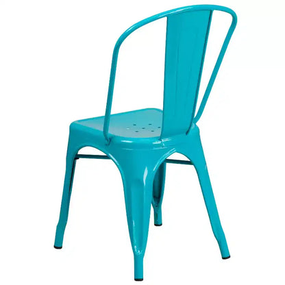 Ensemble table carrée métallique 80 cm qualité commerciale avec 4 chaises empilables pour intérieur/extérieur – Sanzelize Design