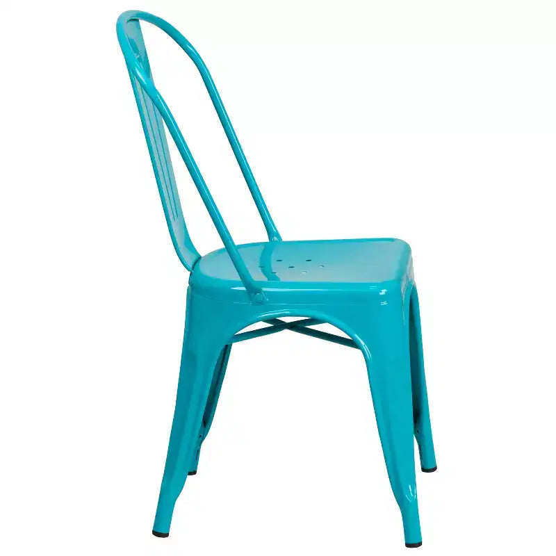 Ensemble table carrée métallique 80 cm qualité commerciale avec 4 chaises empilables pour intérieur/extérieur – Sanzelize Design