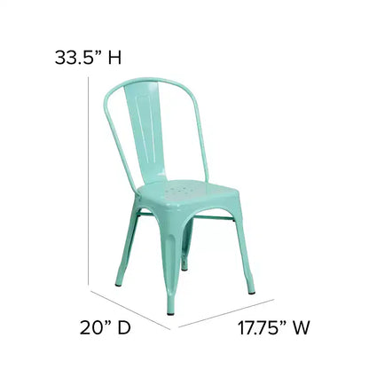 Ensemble table carrée métallique 80 cm qualité commerciale avec 4 chaises empilables pour intérieur/extérieur – Sanzelize Design