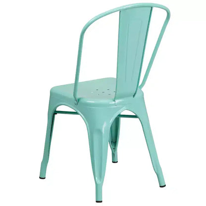 Ensemble table carrée métallique 80 cm qualité commerciale avec 4 chaises empilables pour intérieur/extérieur – Sanzelize Design