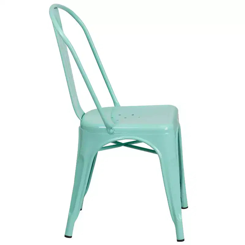 Ensemble table carrée métallique 80 cm qualité commerciale avec 4 chaises empilables pour intérieur/extérieur – Sanzelize Design