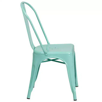Ensemble table carrée métallique 80 cm qualité commerciale avec 4 chaises empilables pour intérieur/extérieur – Sanzelize Design