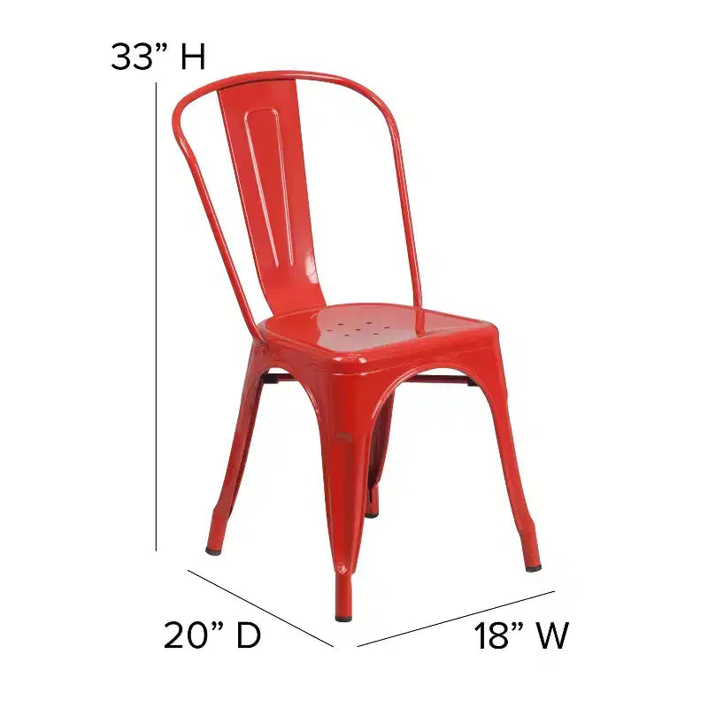 Ensemble table carrée métallique 80 cm qualité commerciale avec 4 chaises empilables pour intérieur/extérieur – Sanzelize Design