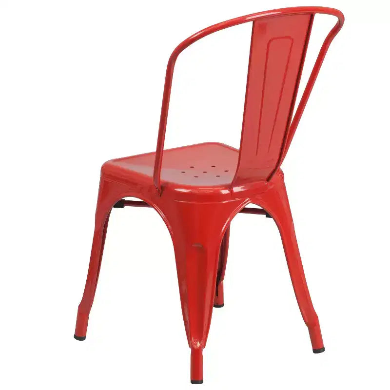 Ensemble table carrée métallique 80 cm qualité commerciale avec 4 chaises empilables pour intérieur/extérieur – Sanzelize Design