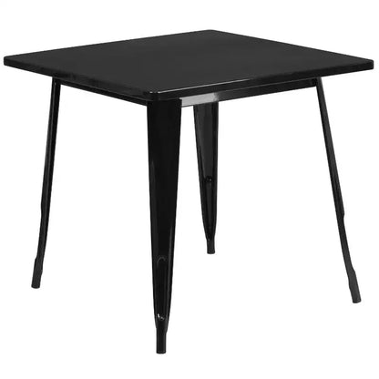 Ensemble table carrée métallique 80 cm qualité commerciale avec 4 chaises empilables pour intérieur/extérieur – Sanzelize Design