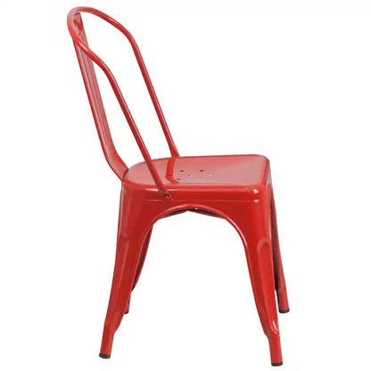 Ensemble table carrée métallique 80 cm qualité commerciale avec 4 chaises empilables pour intérieur/extérieur – Sanzelize Design