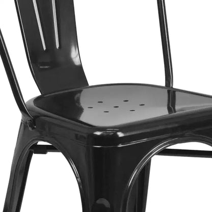 Ensemble table carrée métallique 80 cm qualité commerciale avec 4 chaises empilables pour intérieur/extérieur – Sanzelize Design