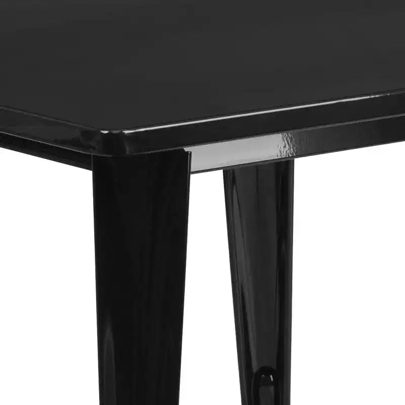 Ensemble table carrée métallique 80 cm qualité commerciale avec 4 chaises empilables pour intérieur/extérieur – Sanzelize Design